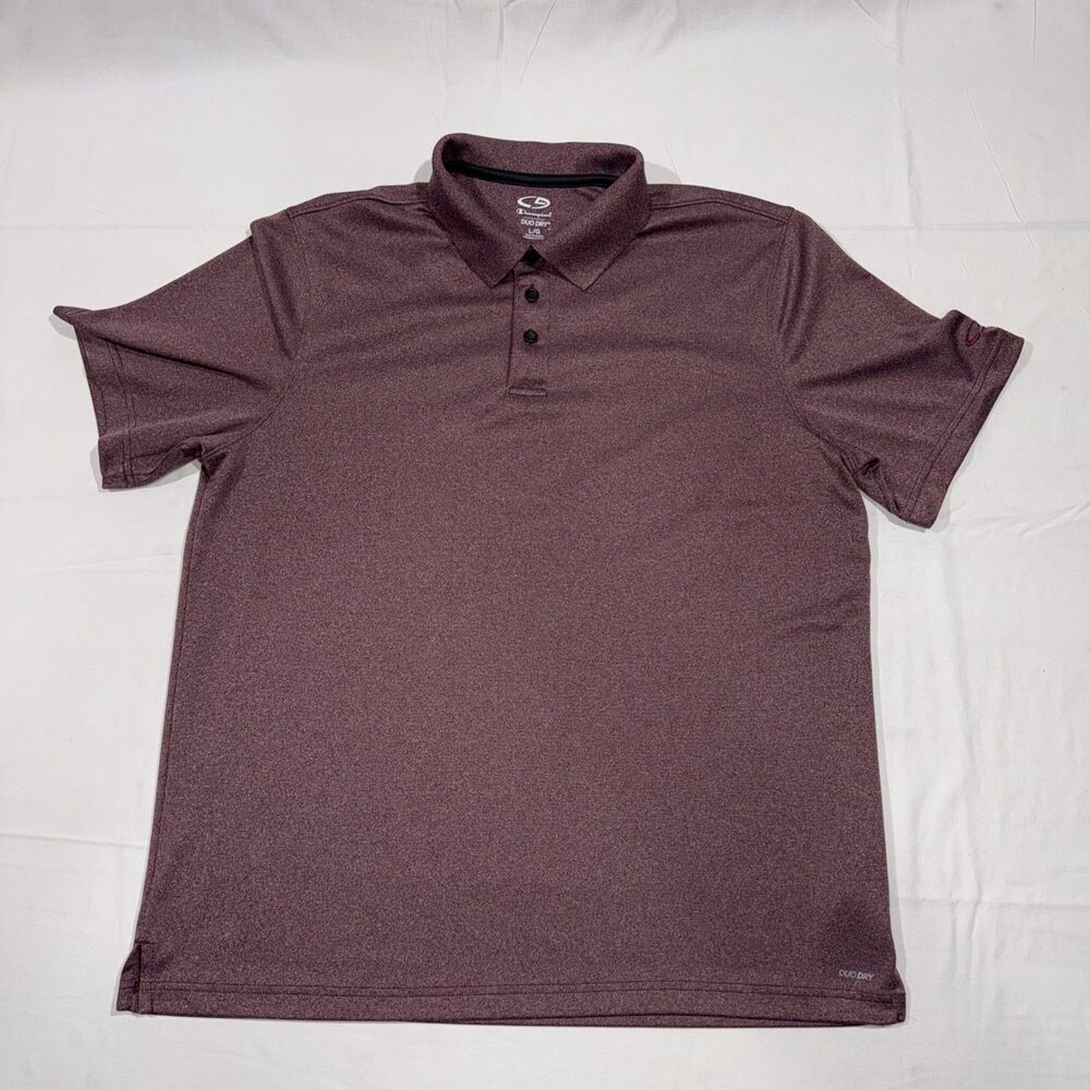 Champion Duo Dry Large Golf Shirt Maroon Speckled Athletic Dryfit Breathable
